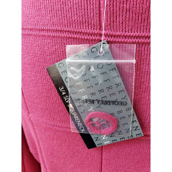 Geoffrey Beene Sweater Womens Size L Pink Casual 3/4 Sleeve Square Neck Pullover - Picture 4 of 13